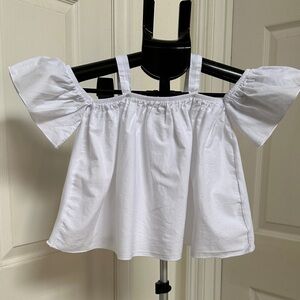 Zara Kids Collection White Off-Shoulder Blouse 100% Cotton in Size 8